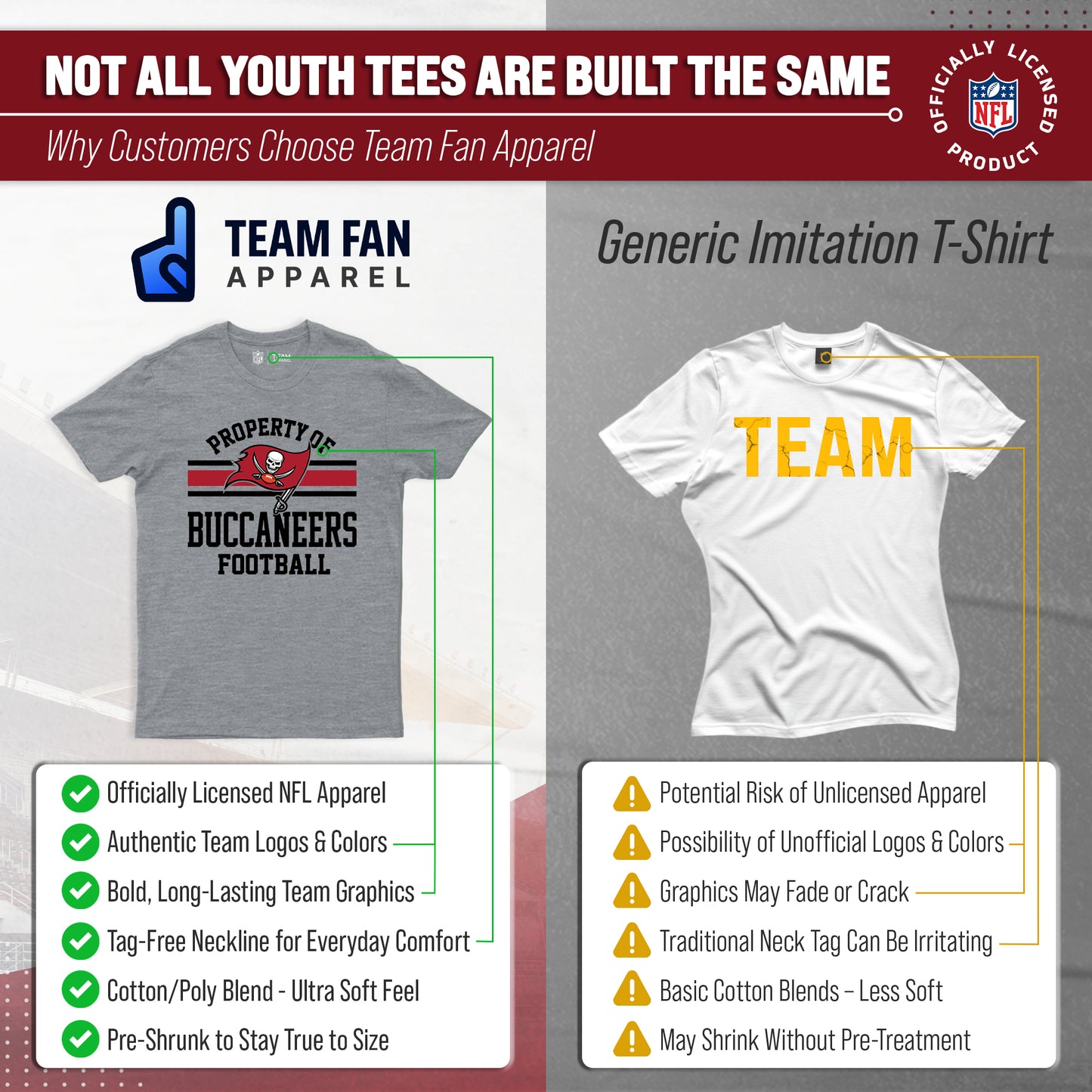Tampa Bay Buccaneers NFL Youth Property Of Short Sleeve Lightweight T Shirt - Sport Gray