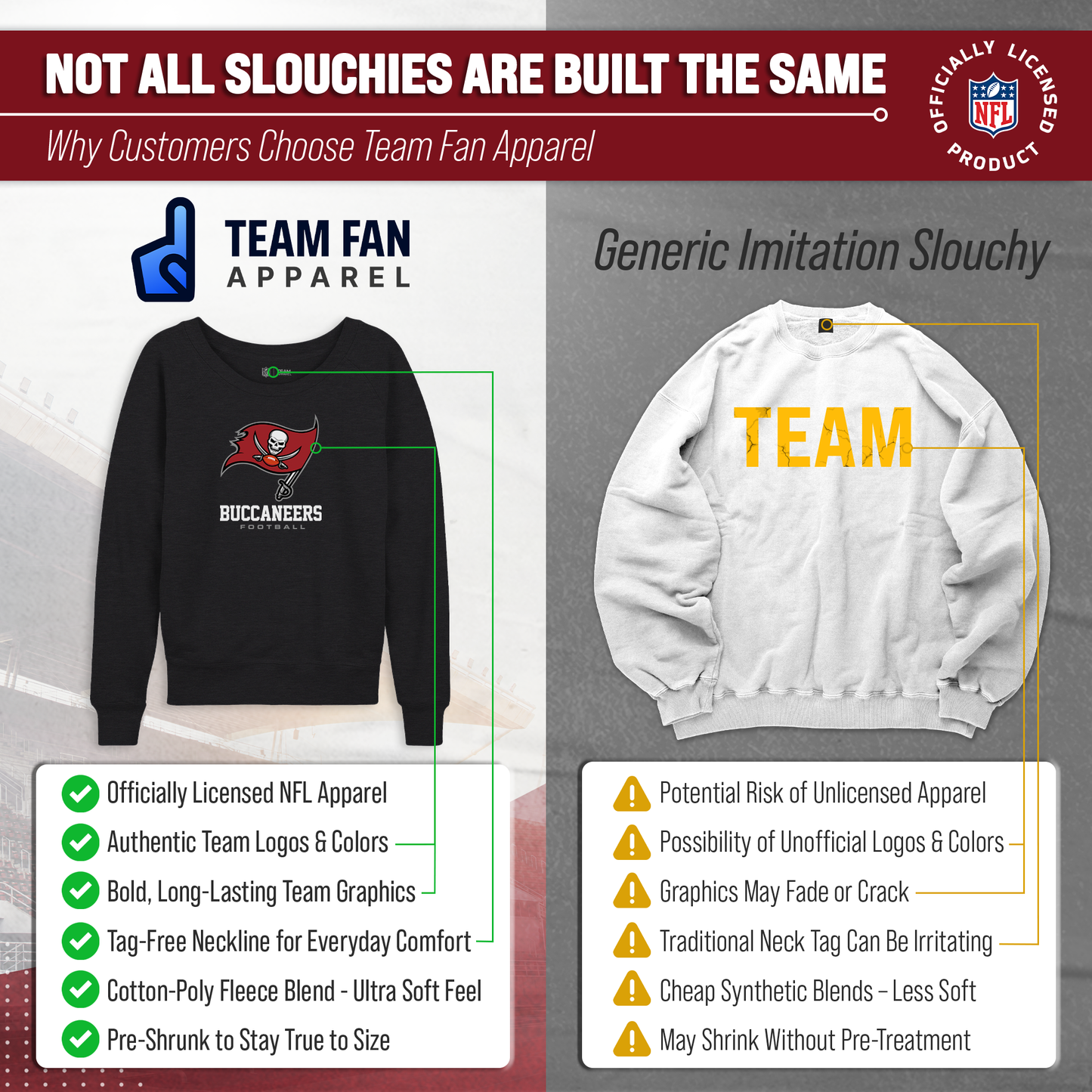 Tampa Bay Buccaneers NFL Womens Ultimate Fan French Terry Slouchy Top- Raglan Sleeves - Charcoal