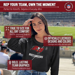 Tampa Bay Buccaneers NFL Womens Ultimate Fan French Terry Slouchy Top- Raglan Sleeves - Charcoal