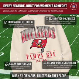 Tampa Bay Buccaneers Womens NFL Starstruck Crewneck Pullover - Cream
