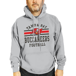 Tampa Bay Buccaneers NFL Team Stripe Hooded Sweatshirt- Soft Pullover Sports Hoodie For Men & Women - Sport Gray