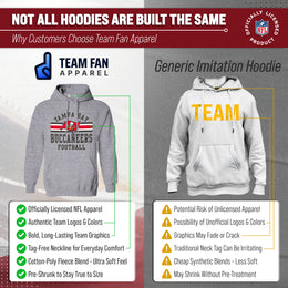 Tampa Bay Buccaneers NFL Team Stripe Hooded Sweatshirt- Soft Pullover Sports Hoodie For Men & Women - Sport Gray