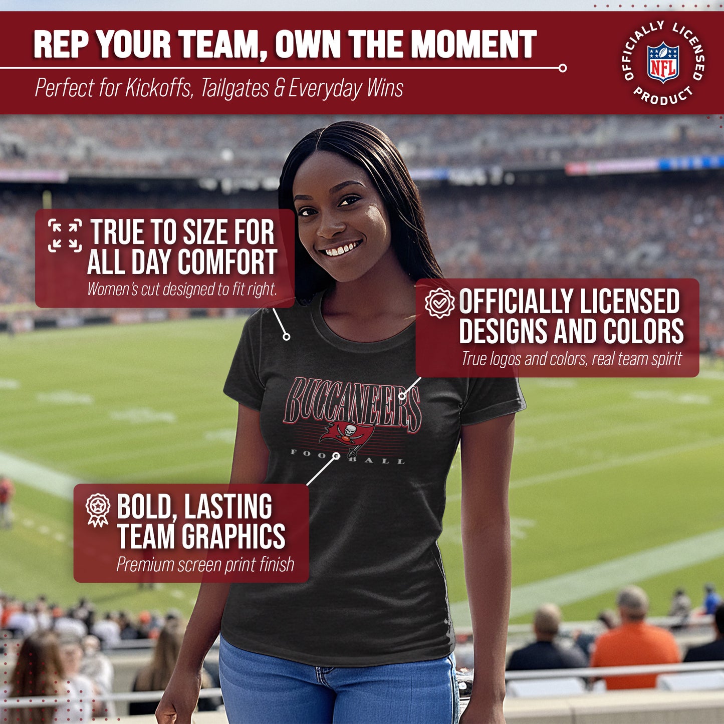 Tampa Bay Buccaneers NFL Womens Overtime Blueprint Tag-Less T-Shirt - Black