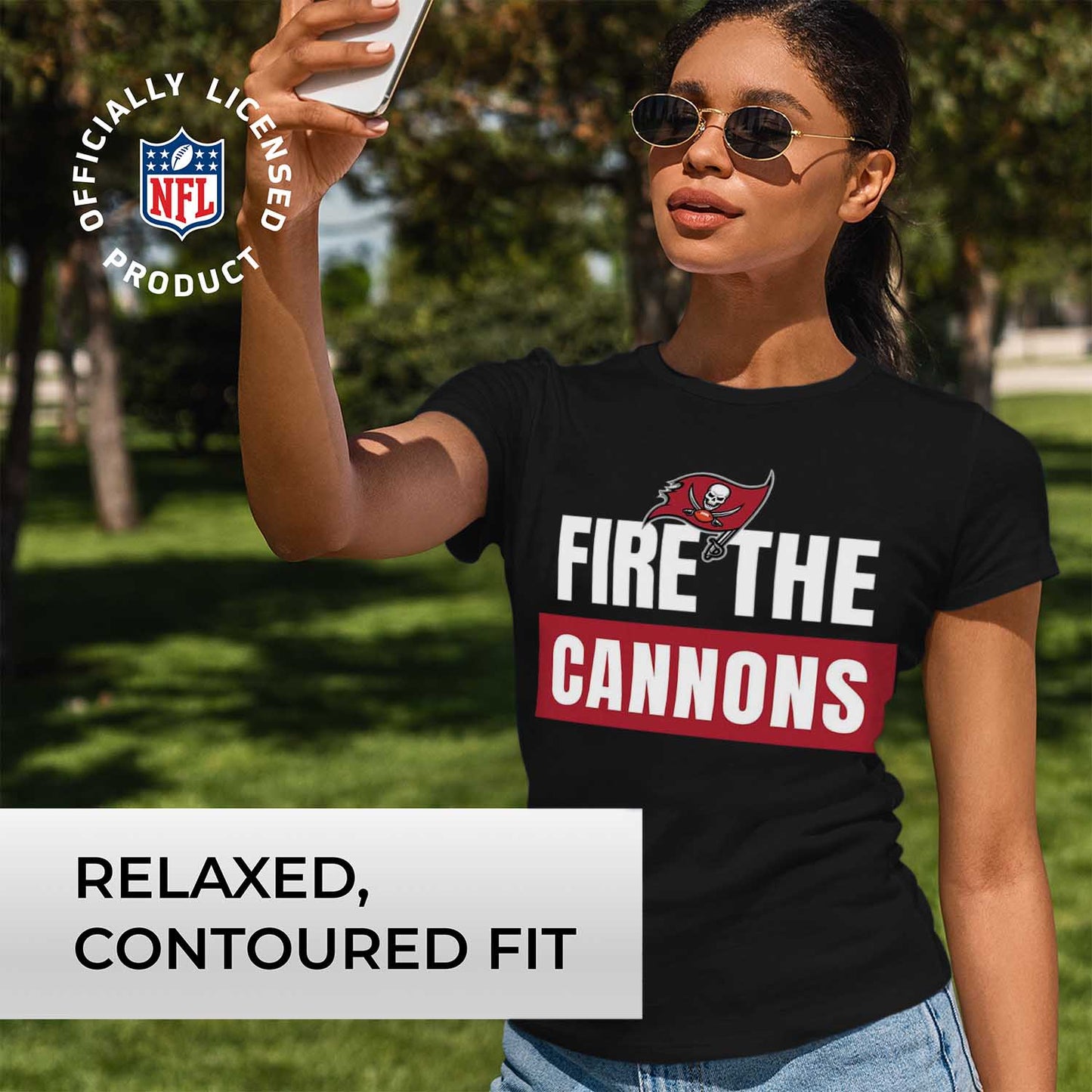 Tampa Bay Buccaneers NFL Womens Plus Size Team Slogan Short Sleeve T-Shirt - Black