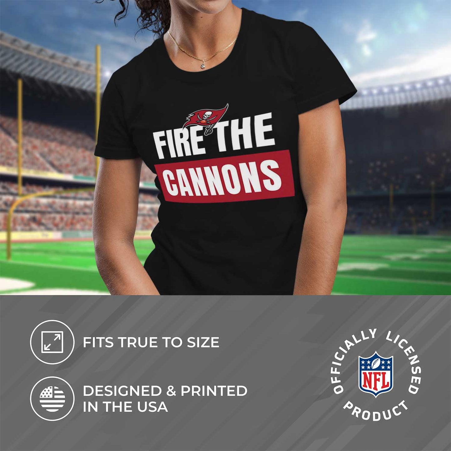 Tampa Bay Buccaneers NFL Womens Plus Size Team Slogan Short Sleeve T-Shirt - Black