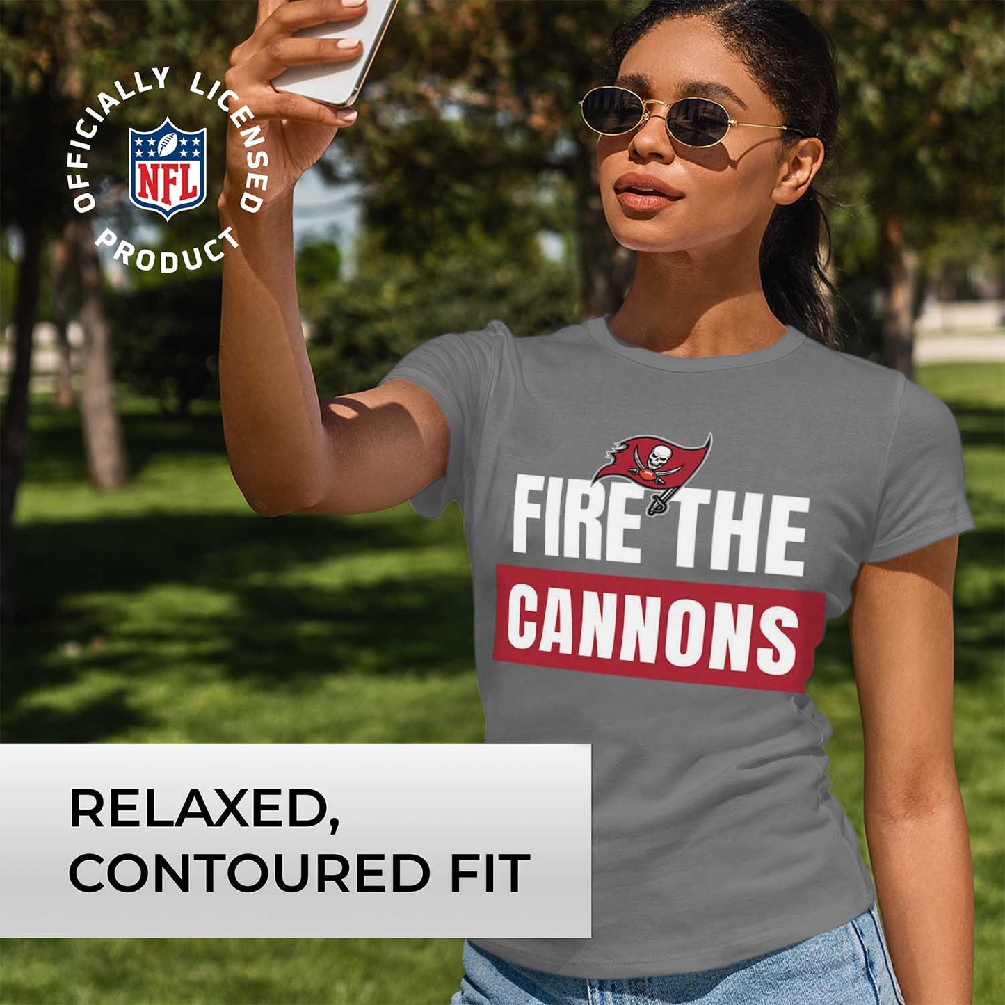 Tampa Bay Buccaneers NFL Womens Plus Size Team Slogan Short Sleeve T-Shirt - Sport Gray