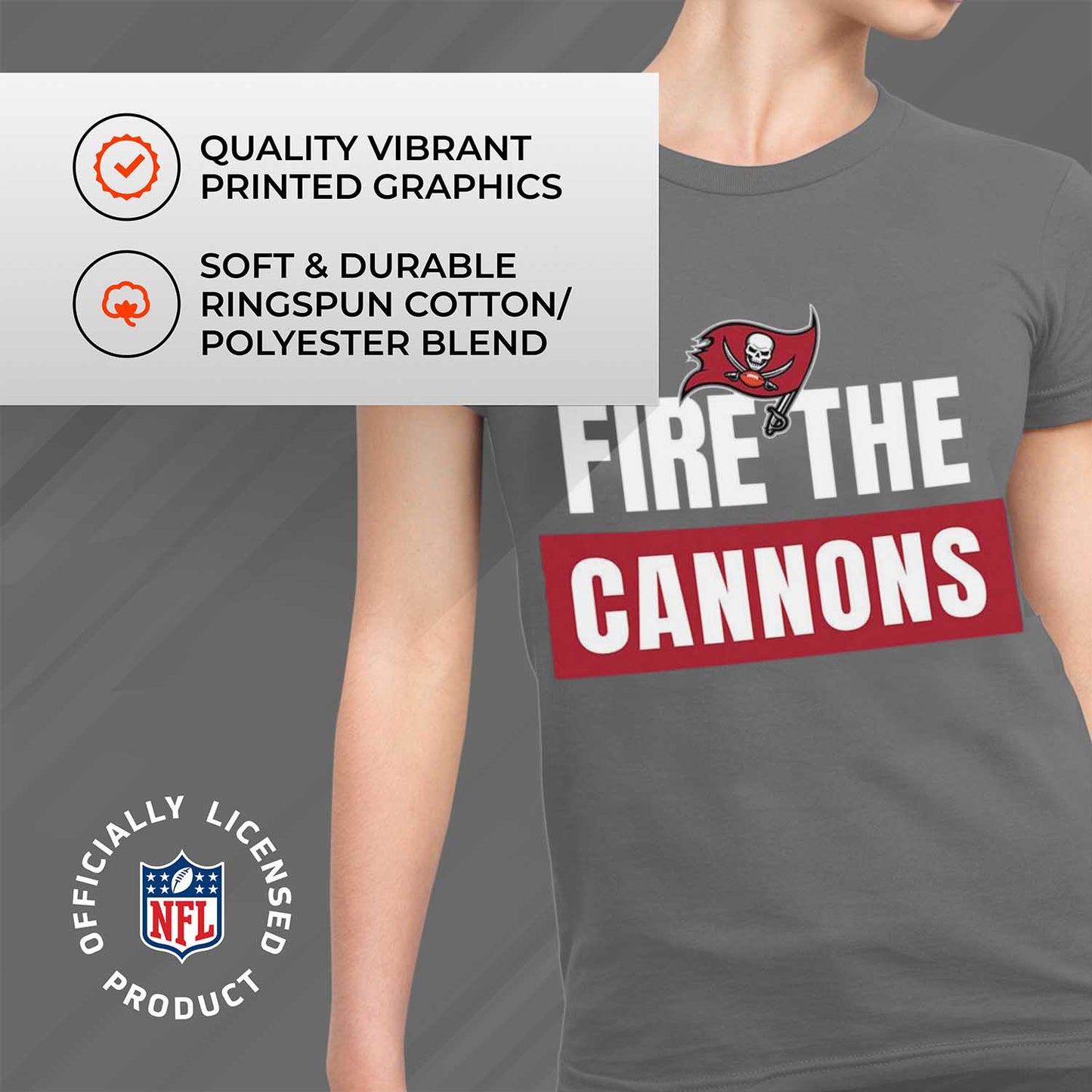 Tampa Bay Buccaneers NFL Womens Plus Size Team Slogan Short Sleeve T-Shirt - Sport Gray