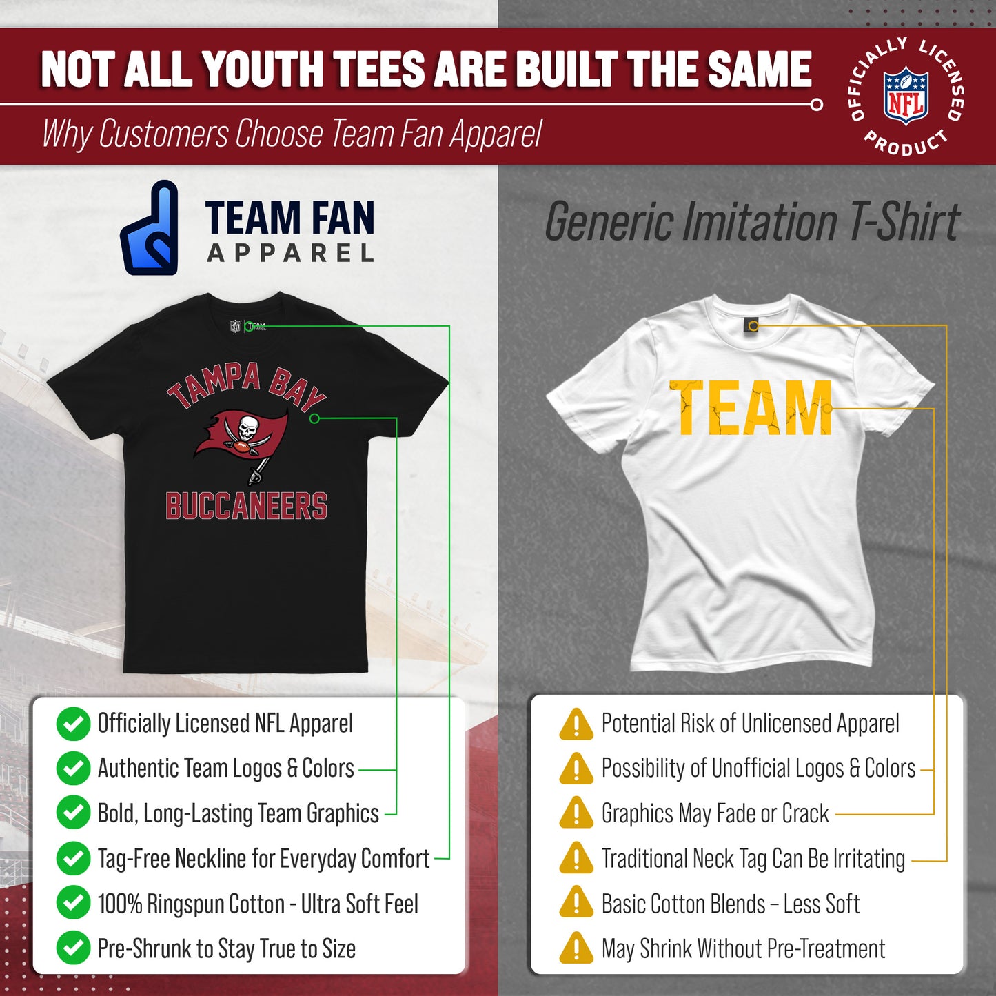 Tampa Bay Buccaneers NFL Youth Gameday Football T-Shirt - Black