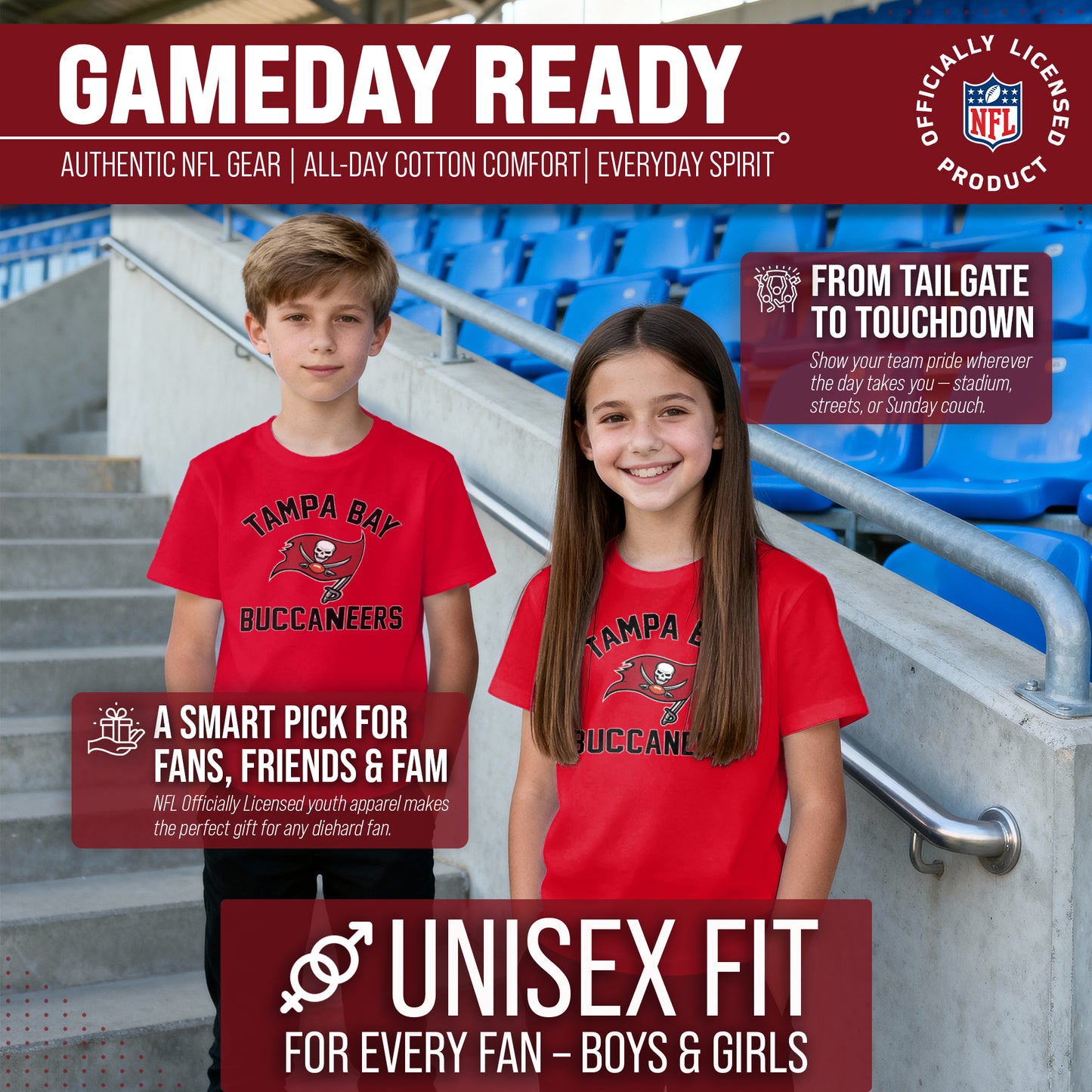 Tampa Bay Buccaneers NFL Youth Gameday Football T-Shirt - Red