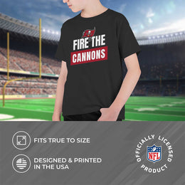 Tampa Bay Buccaneers NFL Youth Team Slogan Short Sleeve Lightweight T Shirt - Black