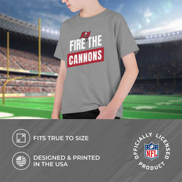Tampa Bay Buccaneers NFL Youth Team Slogan Short Sleeve Lightweight T Shirt - Gray