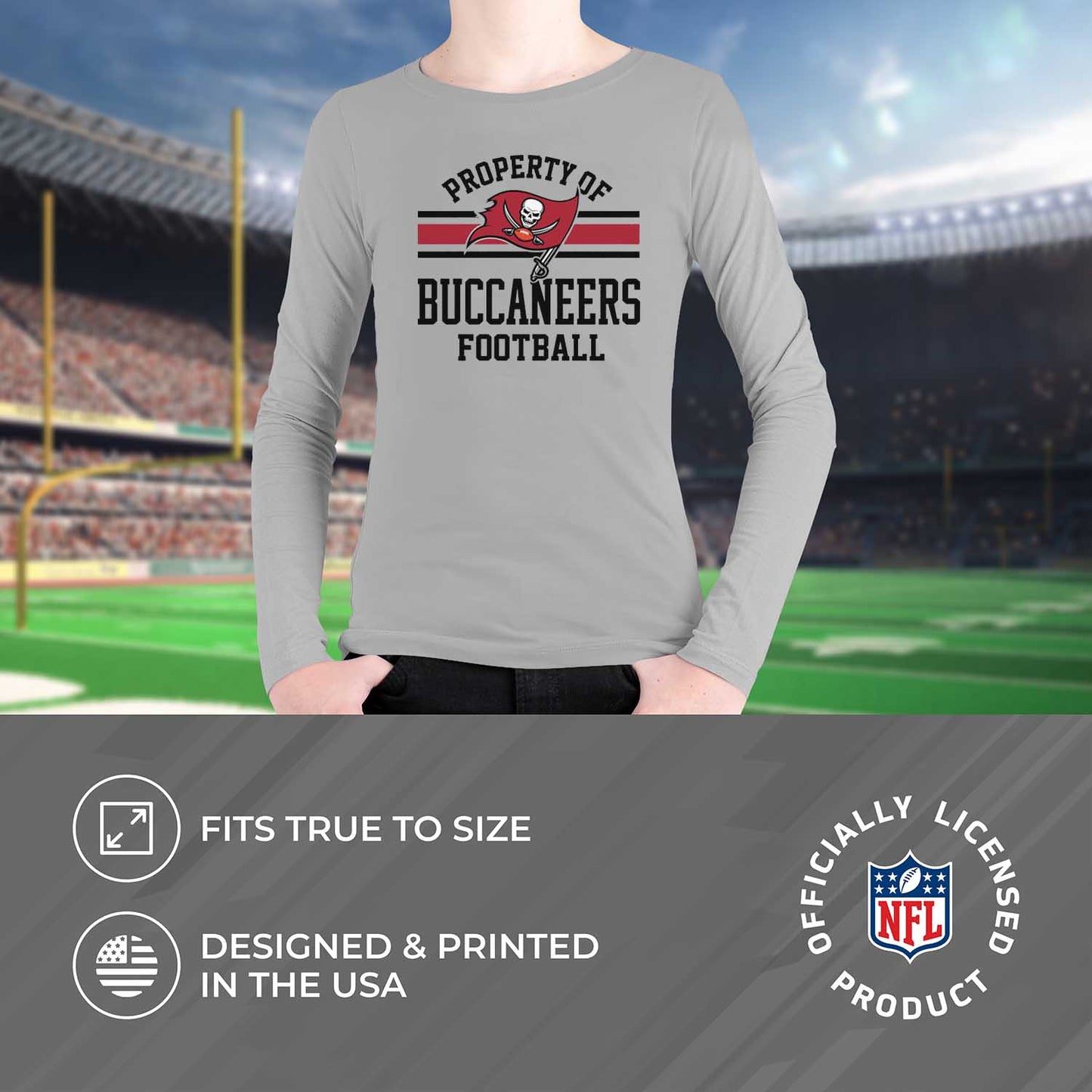 Tampa Bay Buccaneers NFL Youth Property Of Crew Sweatshirt - Sport Gray