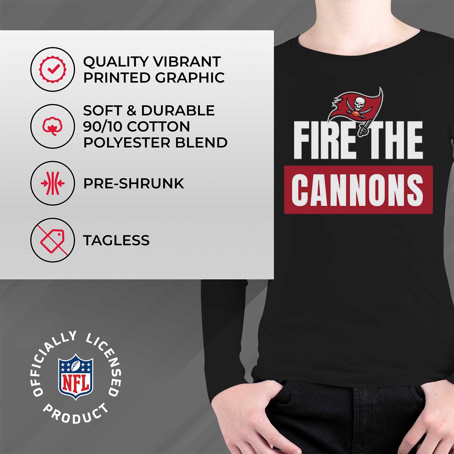 Tampa Bay Buccaneers NFL Youth Team Slogan crewneck Sweatshirt - Black