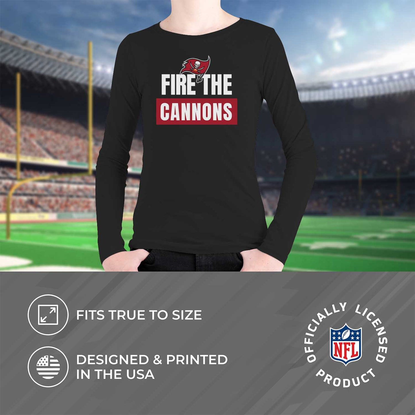 Tampa Bay Buccaneers NFL Youth Team Slogan crewneck Sweatshirt - Black