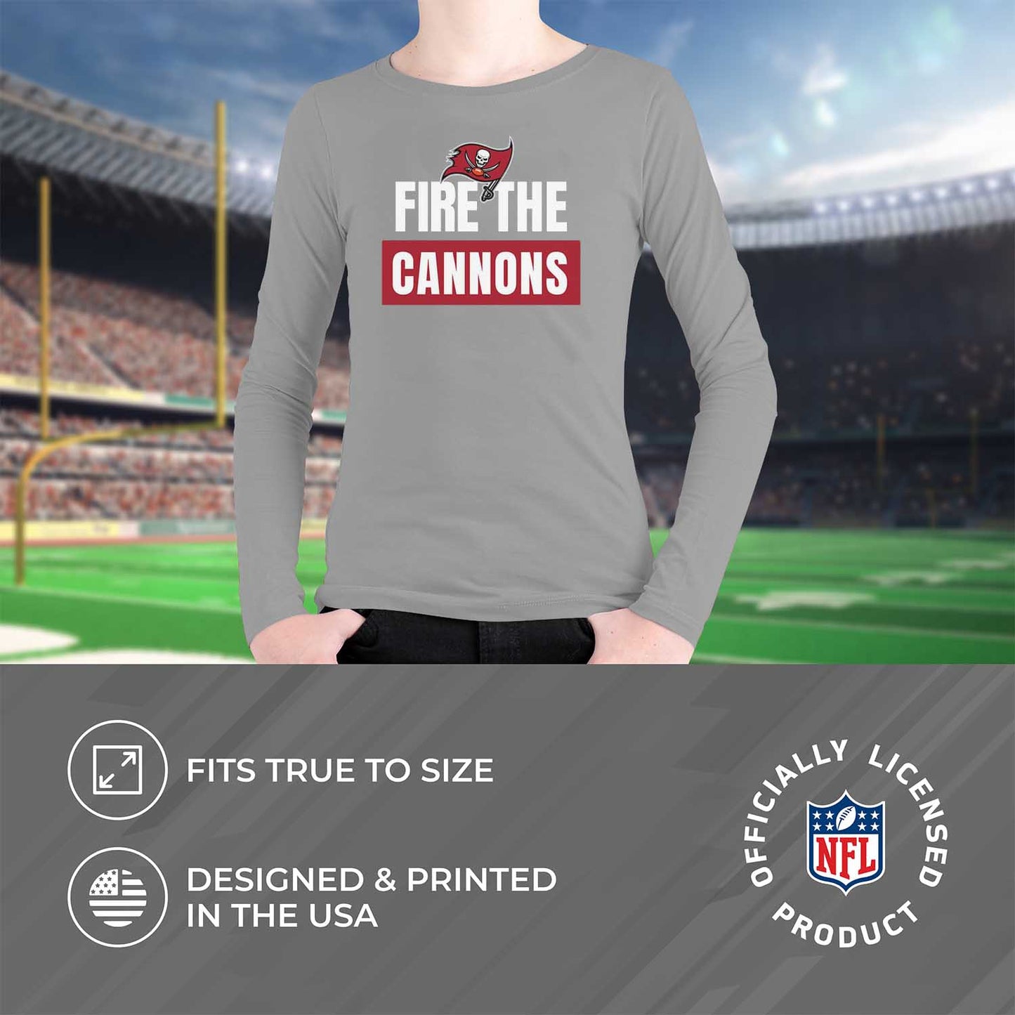 Tampa Bay Buccaneers NFL Youth Team Slogan crewneck Sweatshirt - Gray