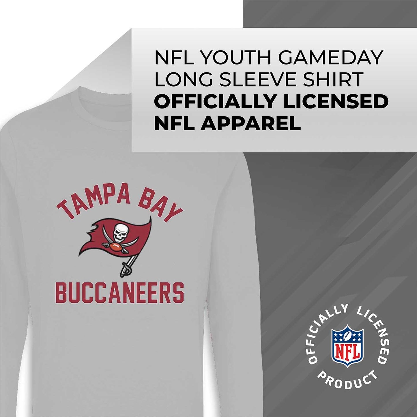 Tampa Bay Buccaneers NFL Gameday Youth Football Long Sleeve Shirt - Gray