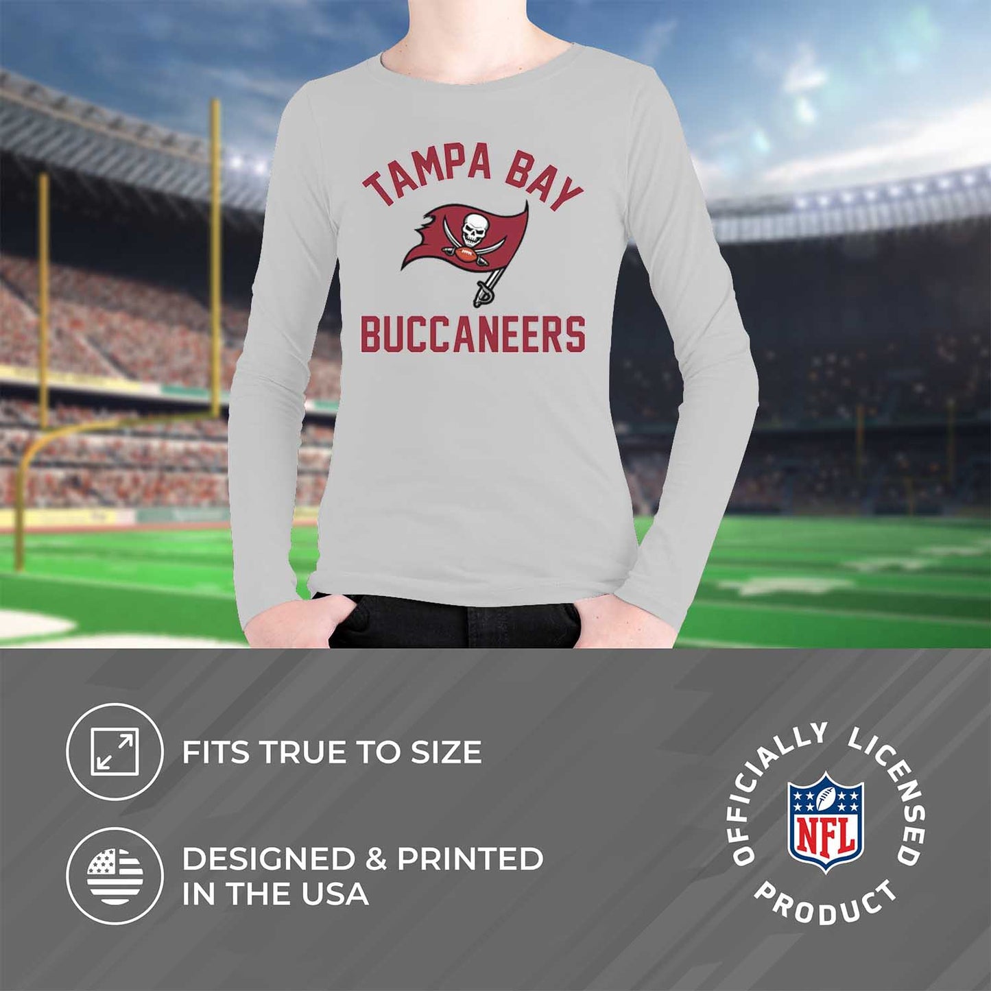 Tampa Bay Buccaneers NFL Gameday Youth Football Long Sleeve Shirt - Gray