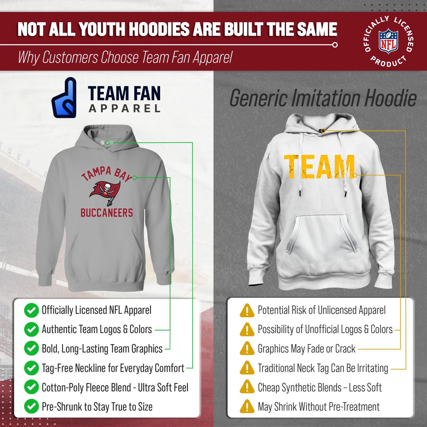 Tampa Bay Buccaneers NFL Youth Gameday Hooded Sweatshirt - Gray