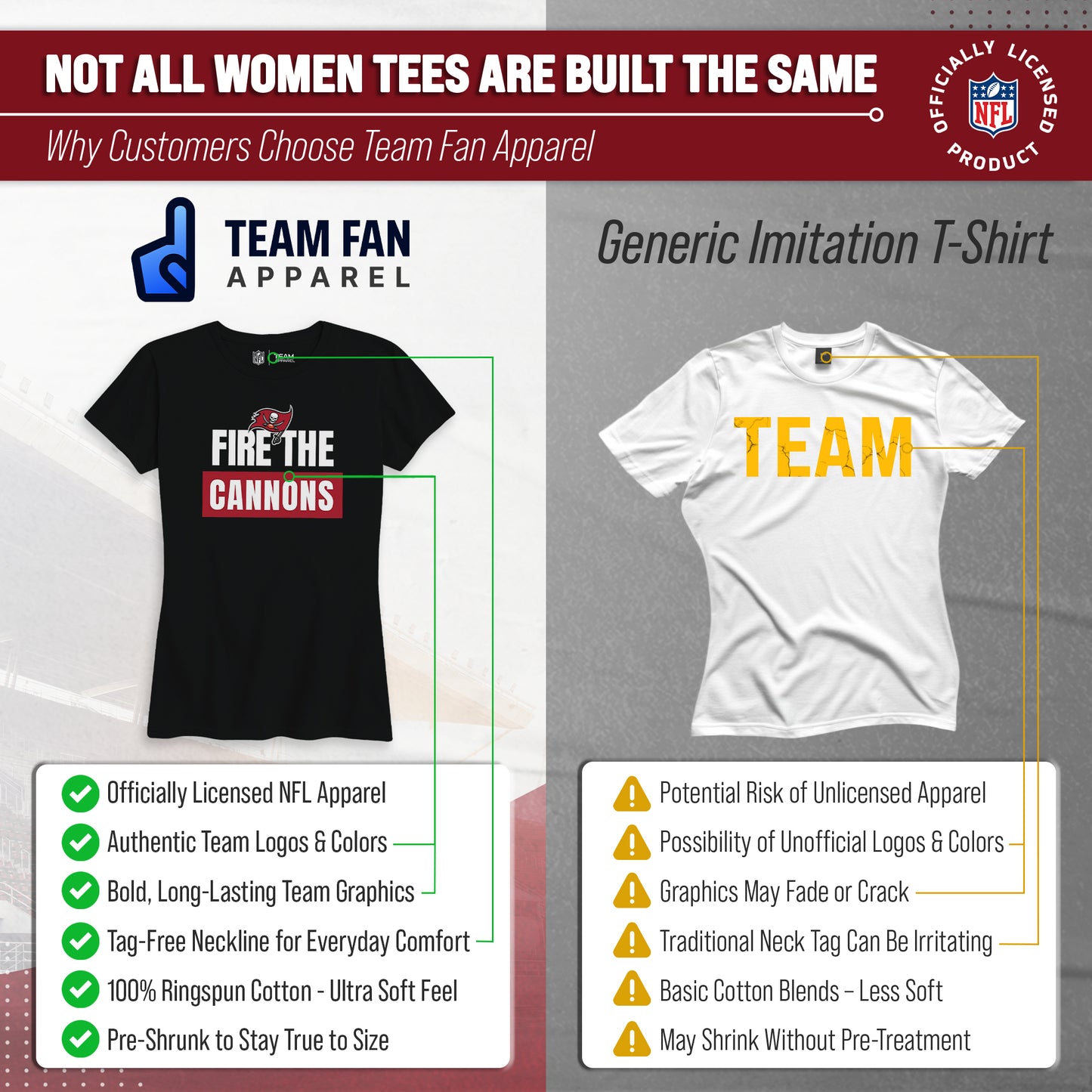 Tampa Bay Buccaneers NFL Womens Team Slogan Short Sleeve Tshirt - Black