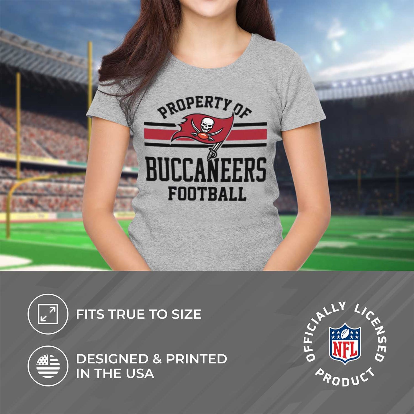 Tampa Bay Buccaneers NFL Women's Property Of Lightweight Plus Size T-Shirt - Sport Gray