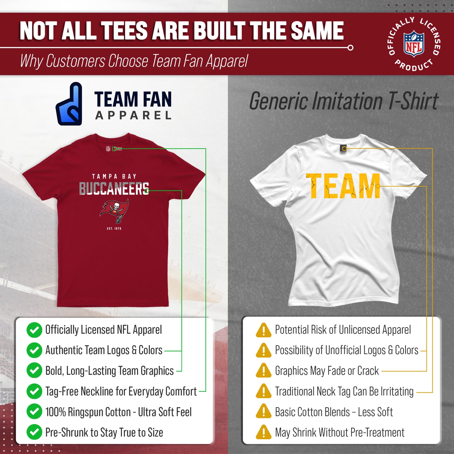 Tampa Bay Buccaneers Adult NFL Diagonal Fade Color Block T-Shirt - Cardinal