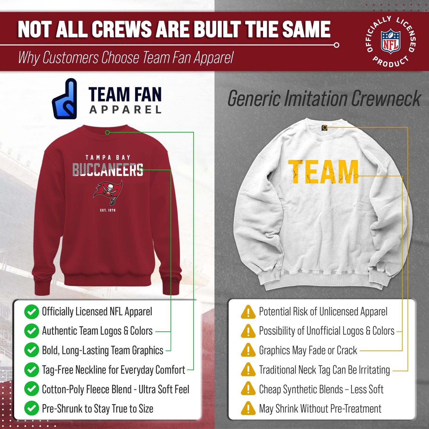 Tampa Bay Buccaneers Adult NFL Diagonal Fade Color Block Crewneck Sweatshirt - Cardinal
