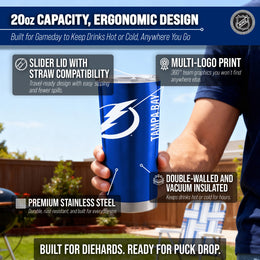 Tampa Bay Lightning NHL Hockey 20oz Stainless Steel Vacuum Insulated Game Day Tumbler with Silicone Grip - Royal