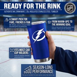Tampa Bay Lightning NHL Hockey 20oz Stainless Steel Vacuum Insulated Game Day Tumbler with Silicone Grip - Royal
