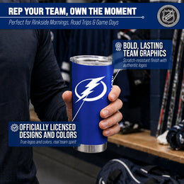 Tampa Bay Lightning NHL Hockey 20oz Stainless Steel Vacuum Insulated Game Day Tumbler with Silicone Grip - Royal
