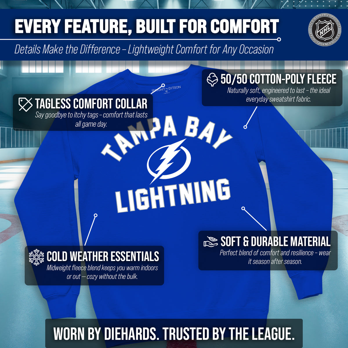 NFL Gameday Crewneck Sweatshirt, Cotton Fleece Pullover Men Women