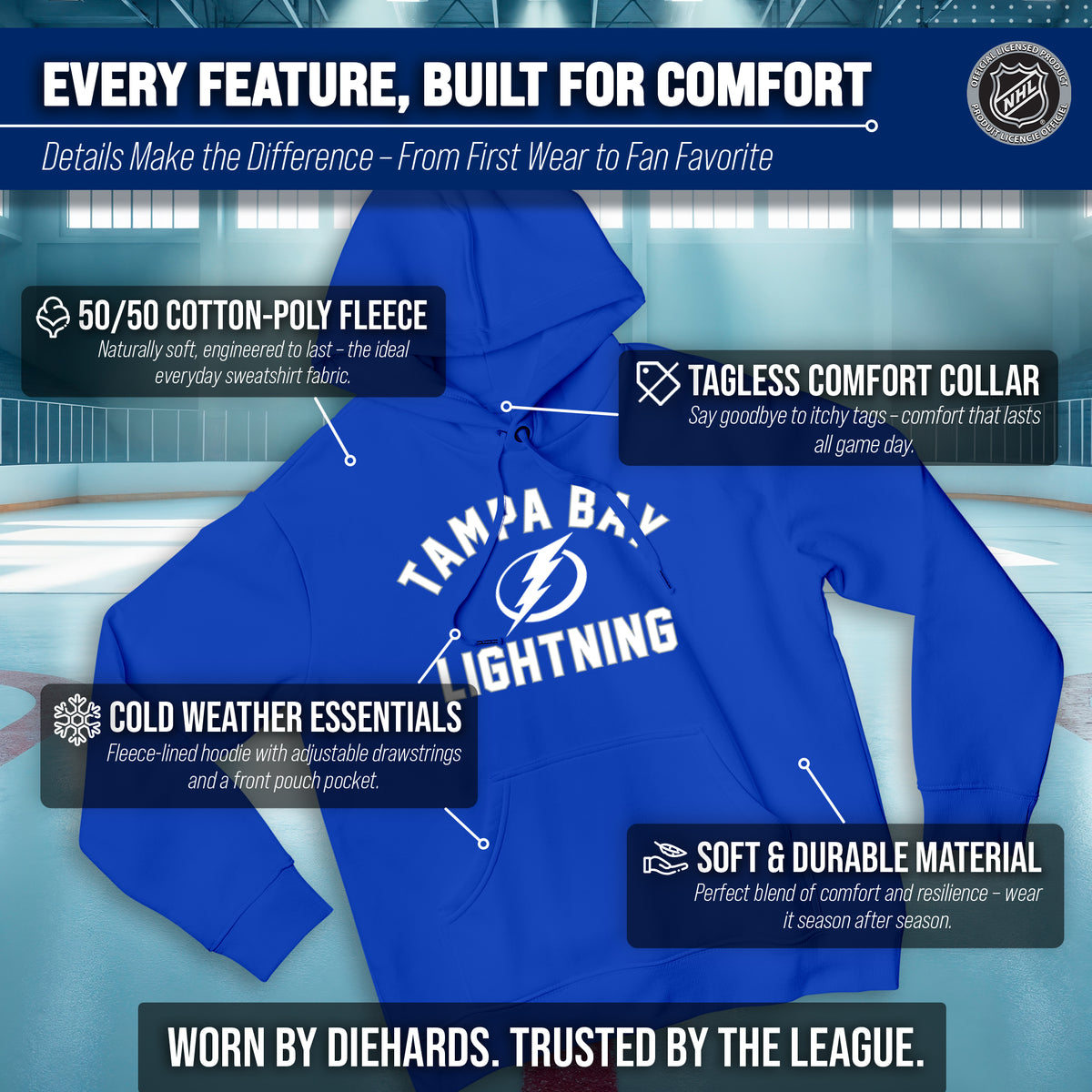 Tampa Bay Lightning Hoodie Pullover Sweatshirt - Royal