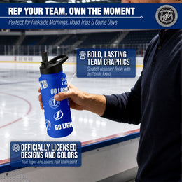 Tampa Bay Lightning NHL Hockey 34oz Stainless Steel Vacuum Insulated Game Day Water Bottle with Flip Straw Lid and Handle - Royal