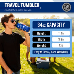 Tampa Bay Lightning NHL Hockey 34oz Stainless Steel Vacuum Insulated Game Day Water Bottle with Flip Straw Lid and Handle - Royal