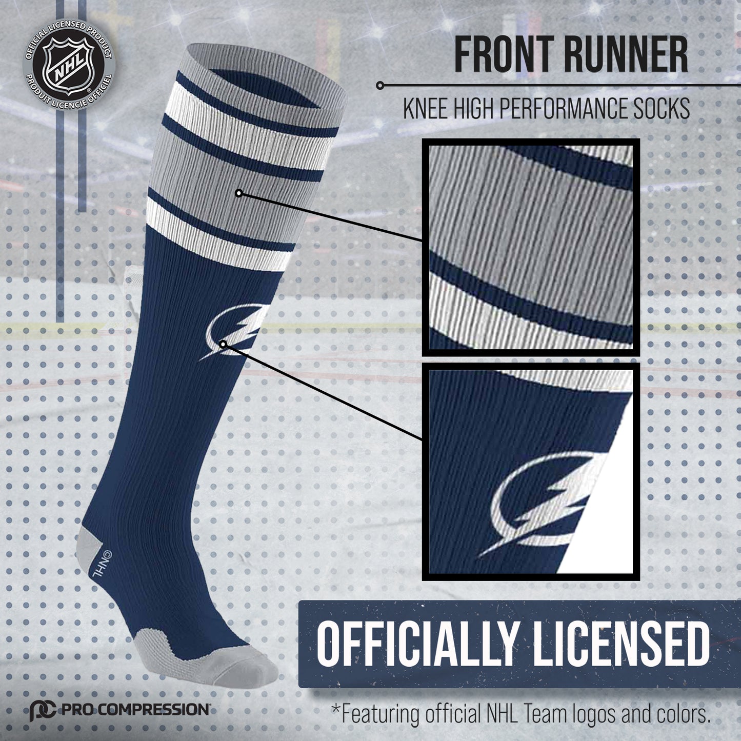 Tampa Bay Lightning NHL Adult Knee High-Performance Socks - Navy
