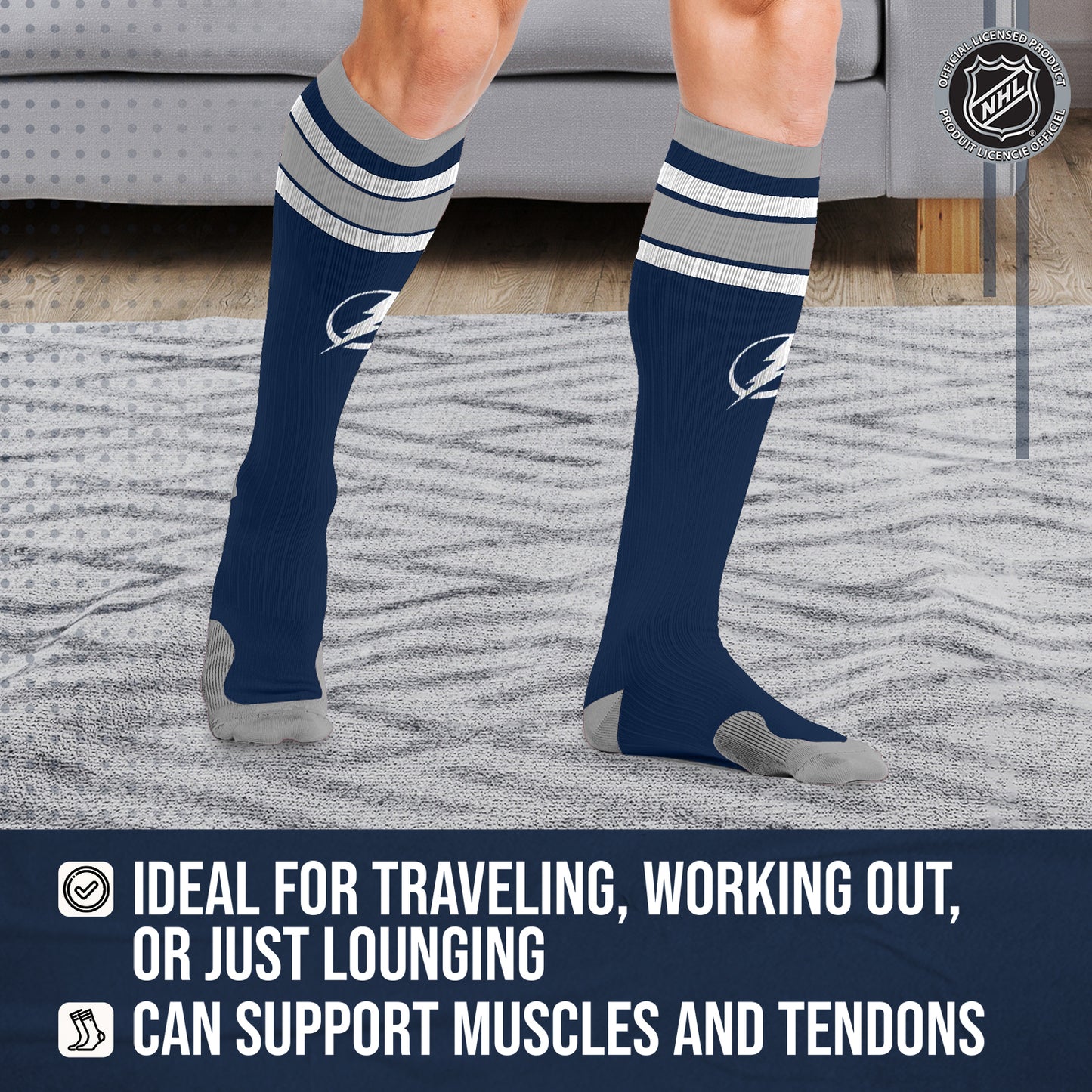 Tampa Bay Lightning NHL Adult Knee High-Performance Socks - Navy