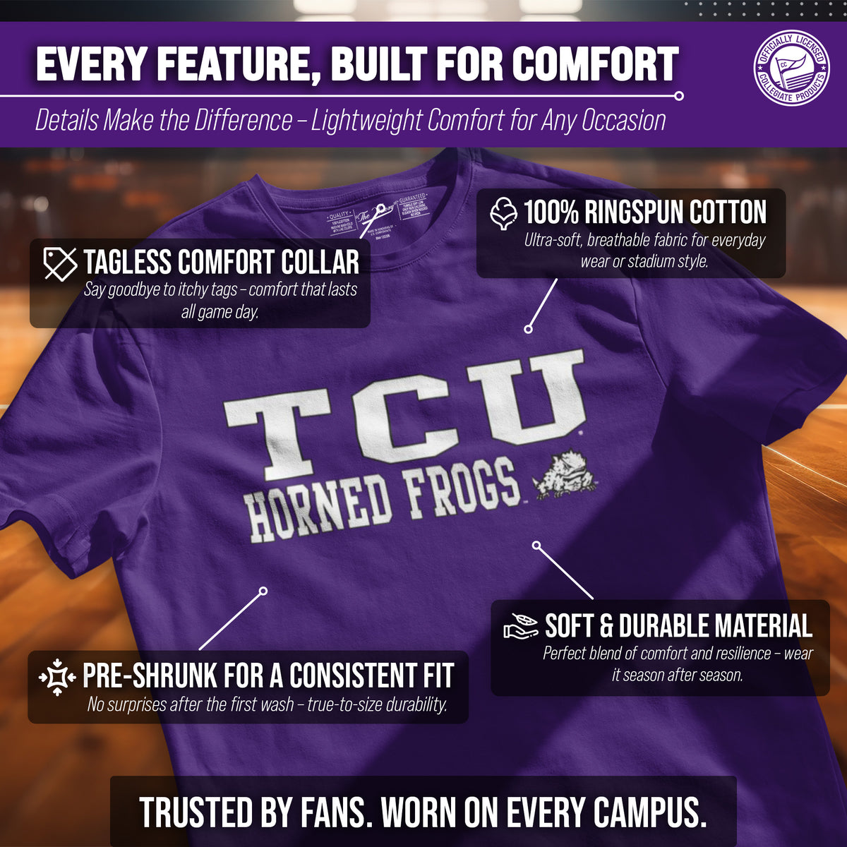 TCU Horned Frogs Gameday Cotton T-Shirt for Men and Women