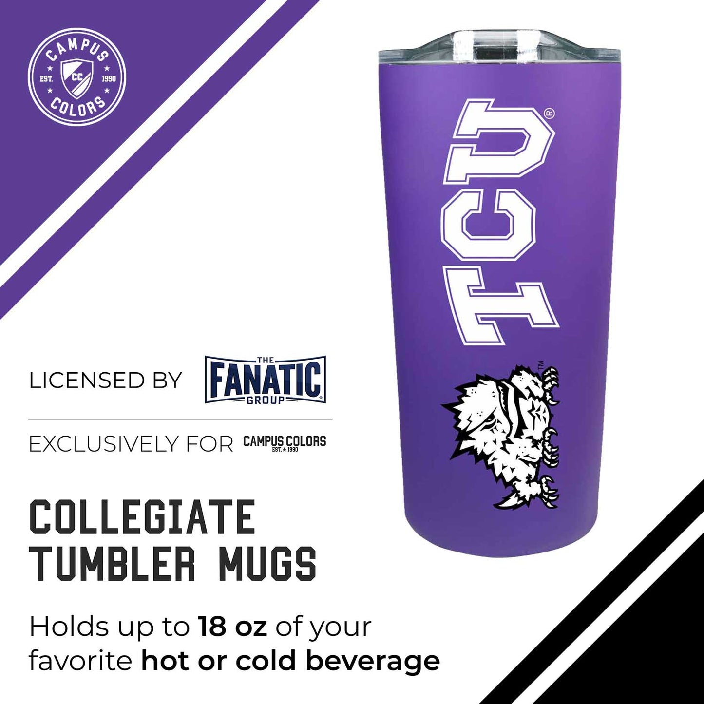 TCU Horned Frogs Campus Colors  NCAA Tumbler - Purple