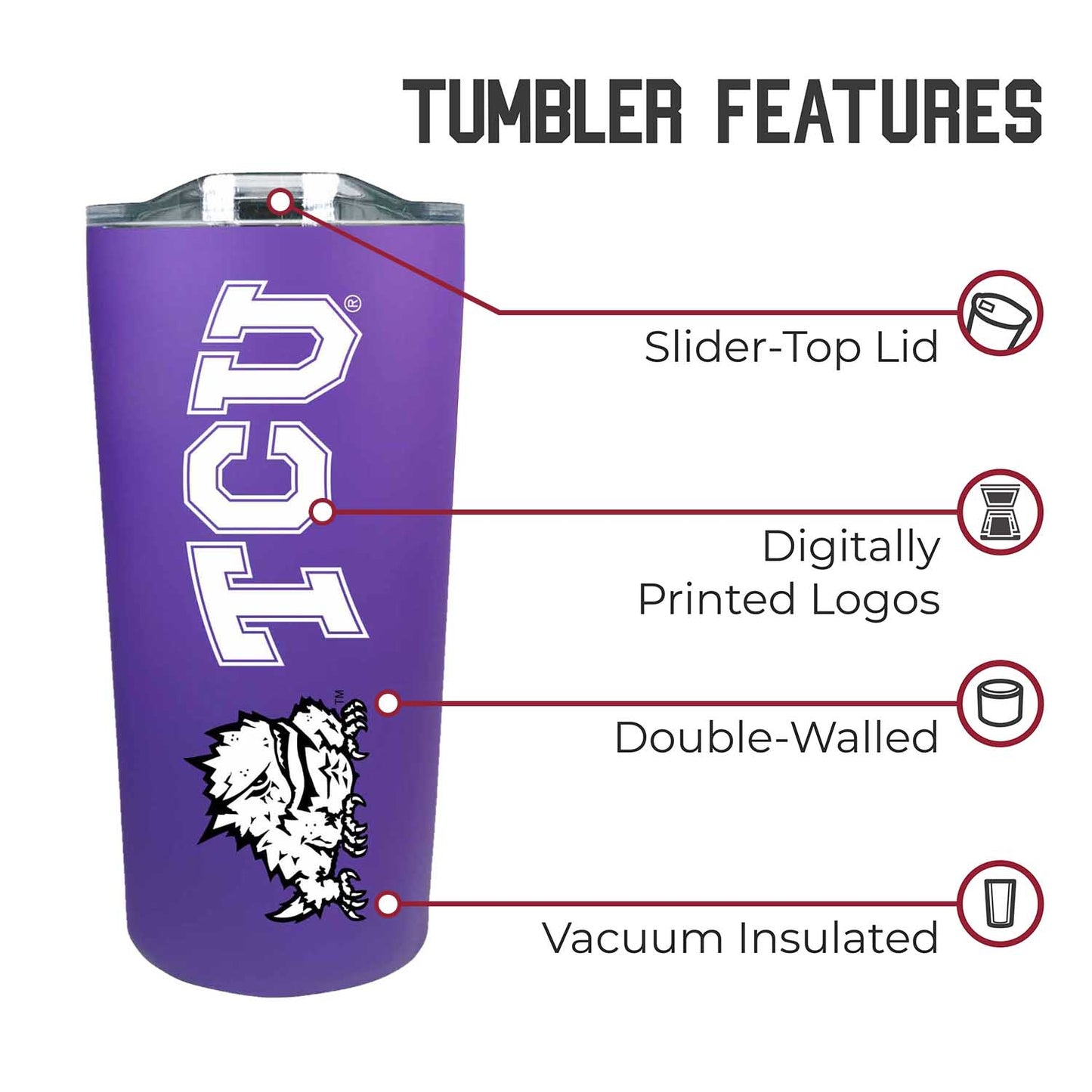 TCU Horned Frogs Campus Colors  NCAA Tumbler - Purple