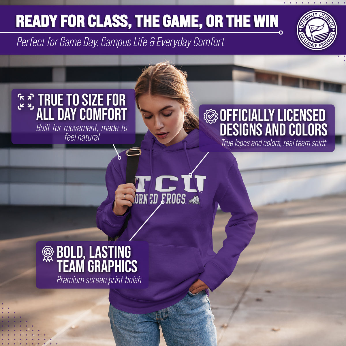 TCU Arch & Logo Gameday Hoodie - Purple
