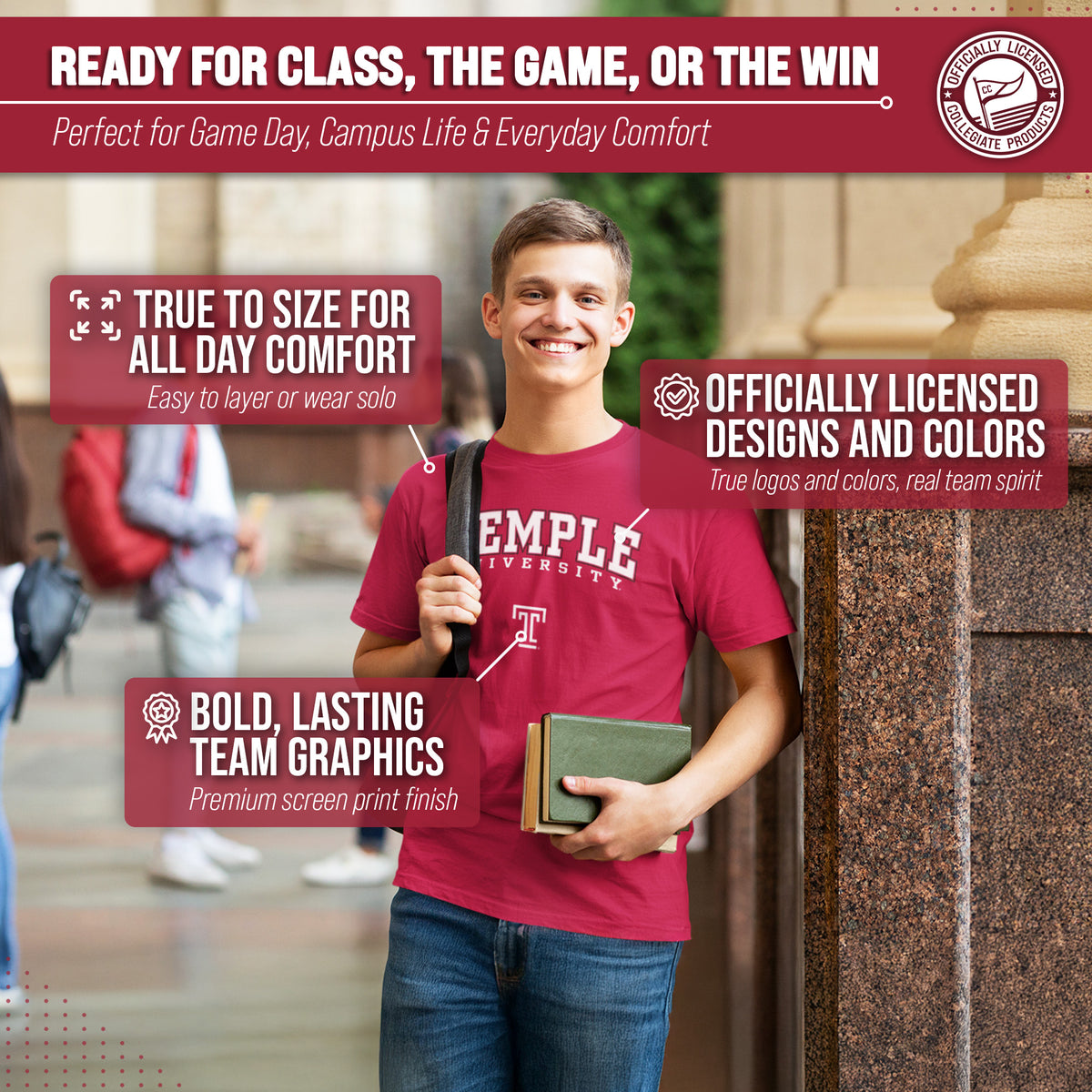 Temple Owls Gameday Cotton T-Shirt for Men and Women