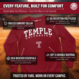 Temple Owls Adult Arch & Logo Soft Style Gameday Crewneck Sweatshirt - Maroon