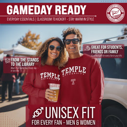 Temple Owls Adult Arch & Logo Soft Style Gameday Crewneck Sweatshirt - Maroon