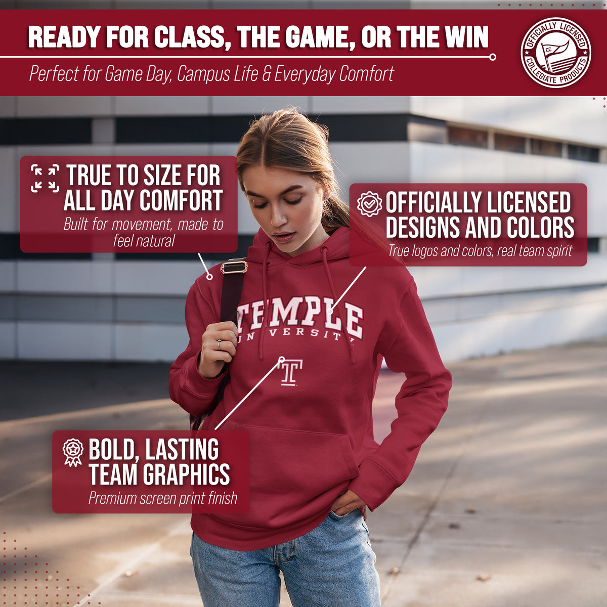 TEMP Arch & Logo Gameday Hoodie - Maroon