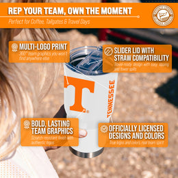 Tennessee Volunteers NCAA University 30oz Stainless Steel Vacuum Insulated Game Day Tumbler with Silicone Grip - White