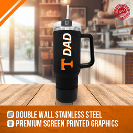 Tennessee Volunteers Collegiate 40oz Stainless Steel Travel Tumbler with Handle for Dad - Black