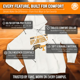 Tennessee Volunteers NCAA Adult Unisex Varsity Club Pennant Hooded Fleece Sweatshirt - Off White