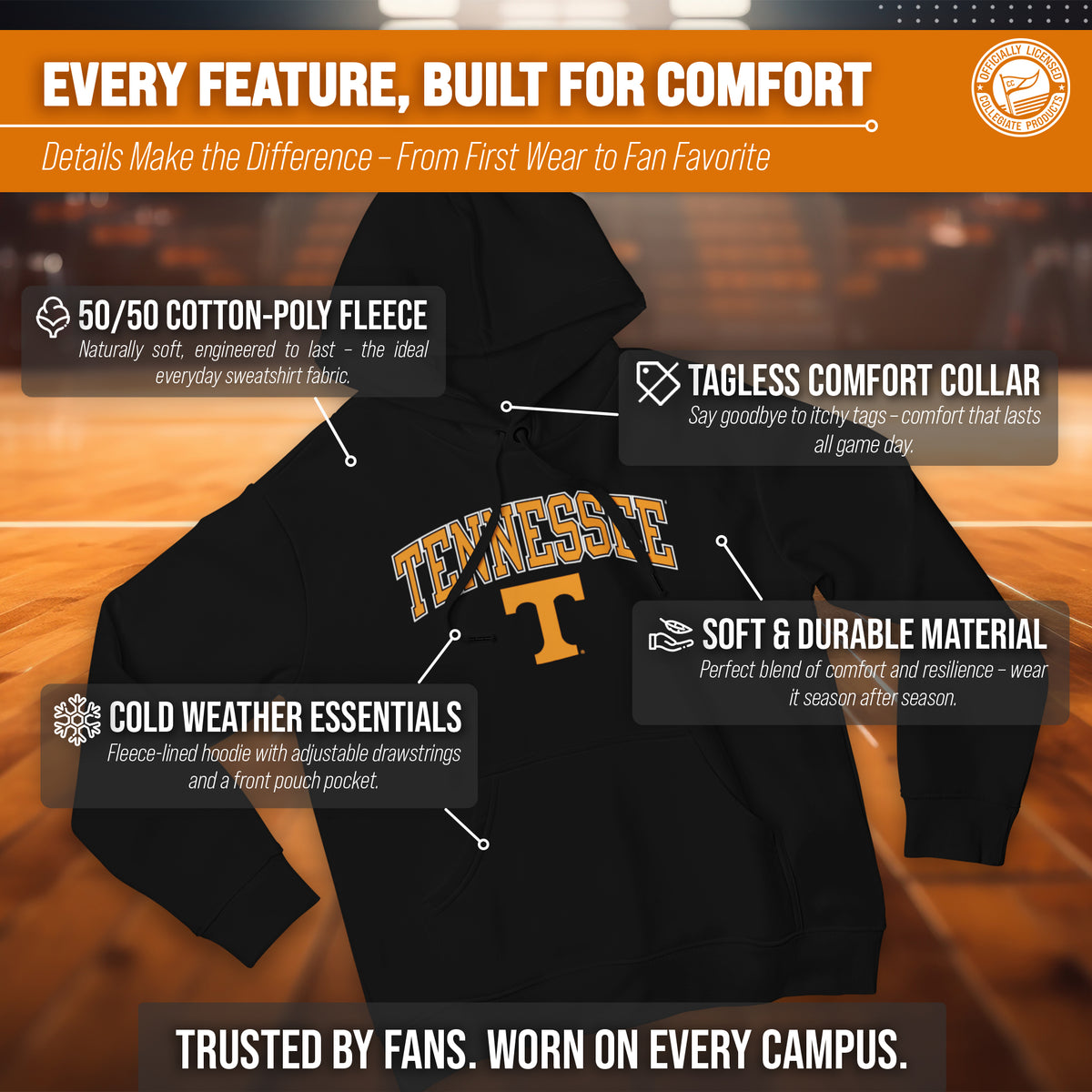 TENN Arch & Logo Gameday Hoodie - Black
