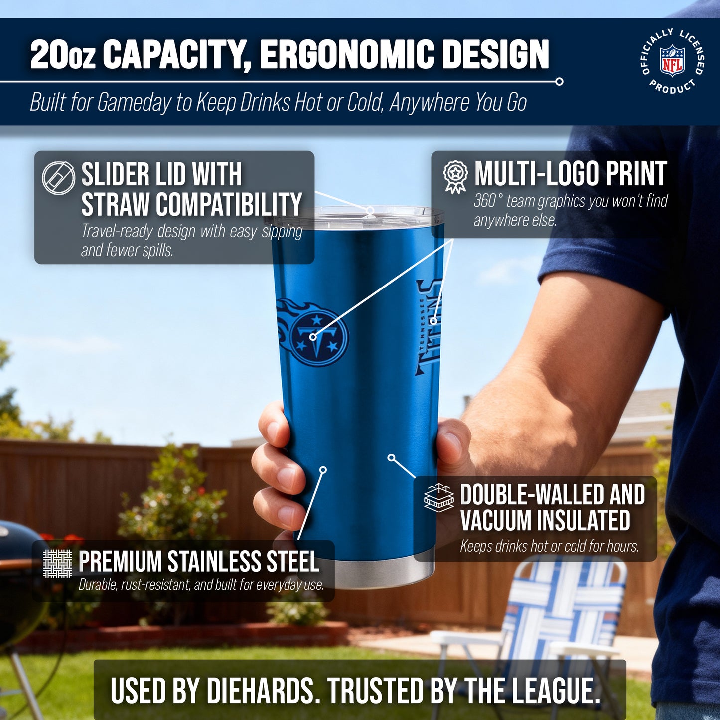 Tennessee Titans NFL 20oz Gameday Stainless Steel Tumbler - Blue