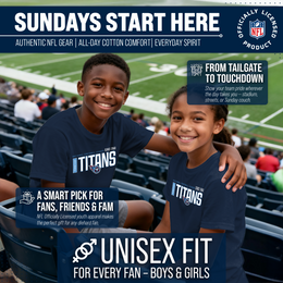 Tennessee Titans NFL Youth Modern Endzone Football T-Shirt Unisex Tag Free Comfortable - Navy