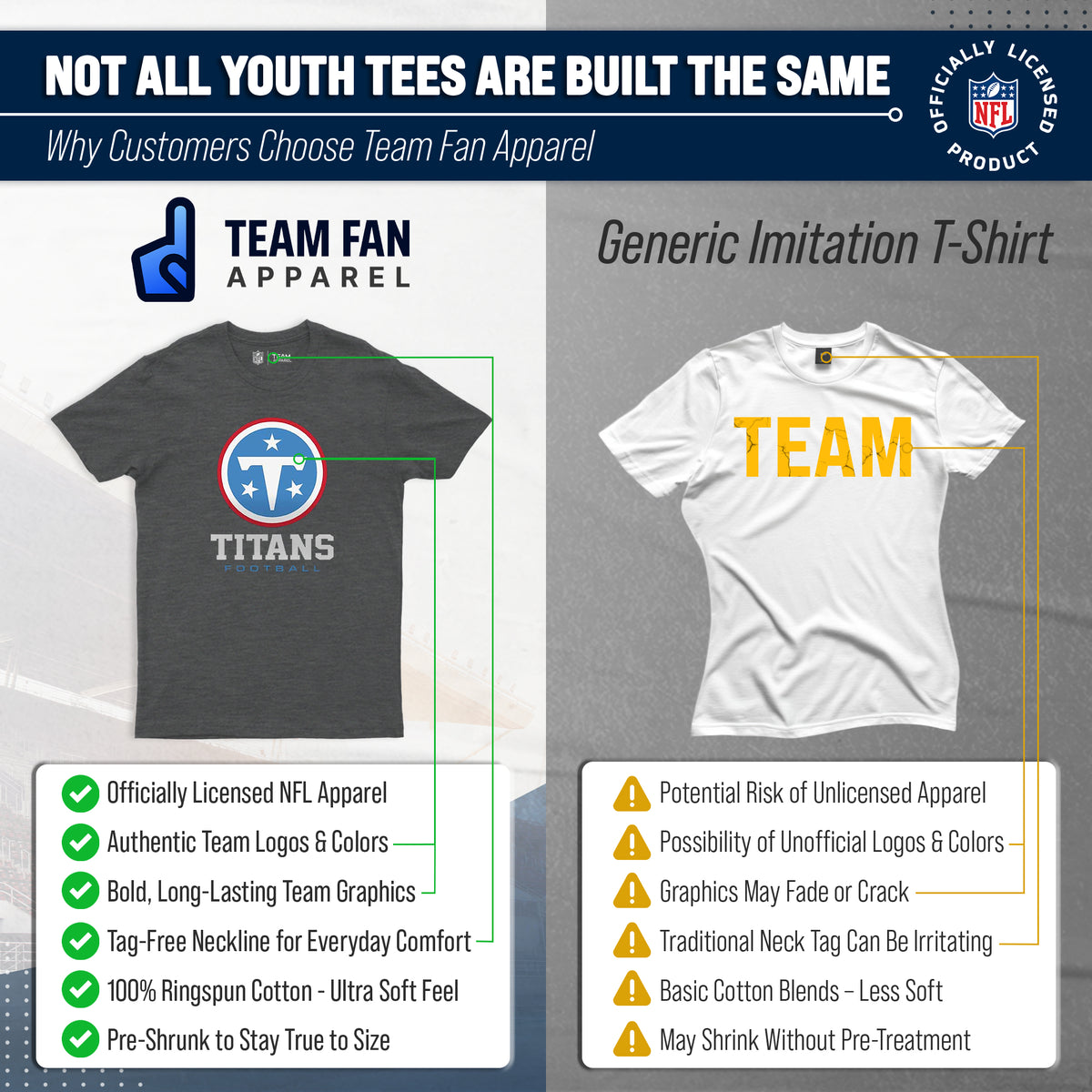 Tennessee Titans  Youth NFL Logo Short Sleeve Tee - Heather Charcoal